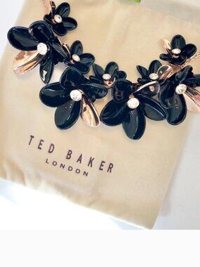 Ted Baker large black blossom/rose gold necklace